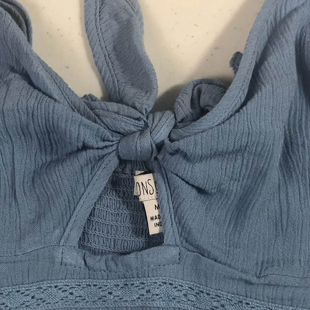 Patrons of Peace Womens Crop Tank Top Medium Blue‎ Ruffle Coastal Cottage Resort - Picture 5 of 11